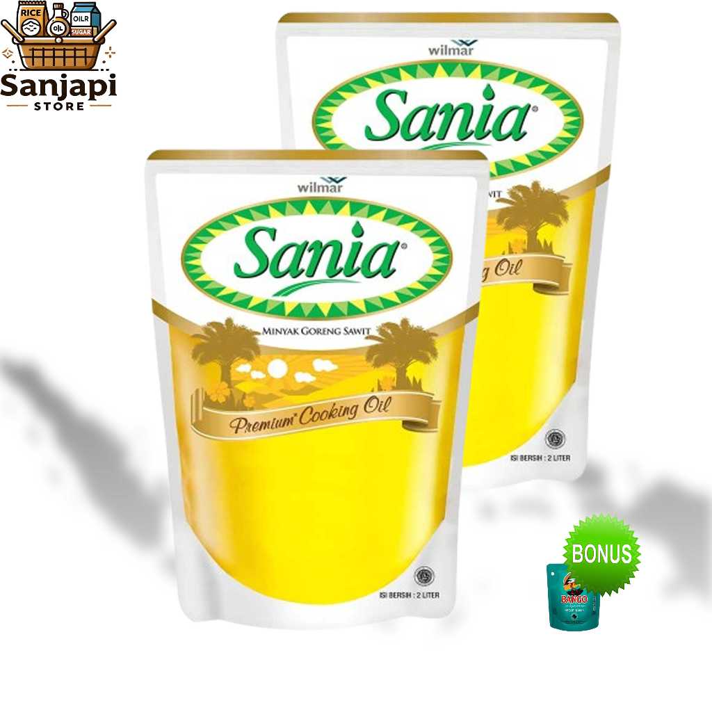 

(Paket isi 2 PCS) Minyak Goreng Sania 2 Liter + Bonus Kecap Bango 77g - Minyak Sawit Premium