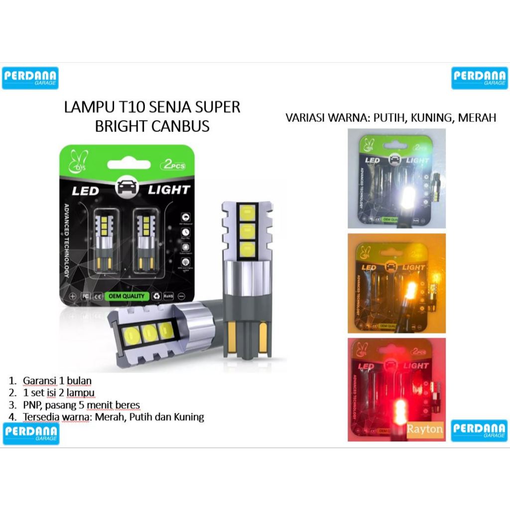 LAMPU LED T10 SUPER BRIGHT CANBUS SEIN SENJA MUNDUR