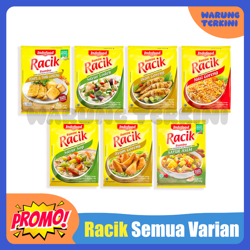 

Bumbu Racik Tempe Tahu Goreng, Sayur Lodeh, Ikan Goreng, Nasi Goreng, Sayur Sop, Ayam Goreng dan Sayur Asem | Bumbu Masak Instan