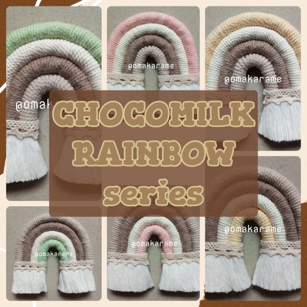 OMAKARAME CHOCOMILK Rainbow Macrame Makrame Pelangi Gantungan Kunci Tas Mobil Bros Magnet Tempelan K