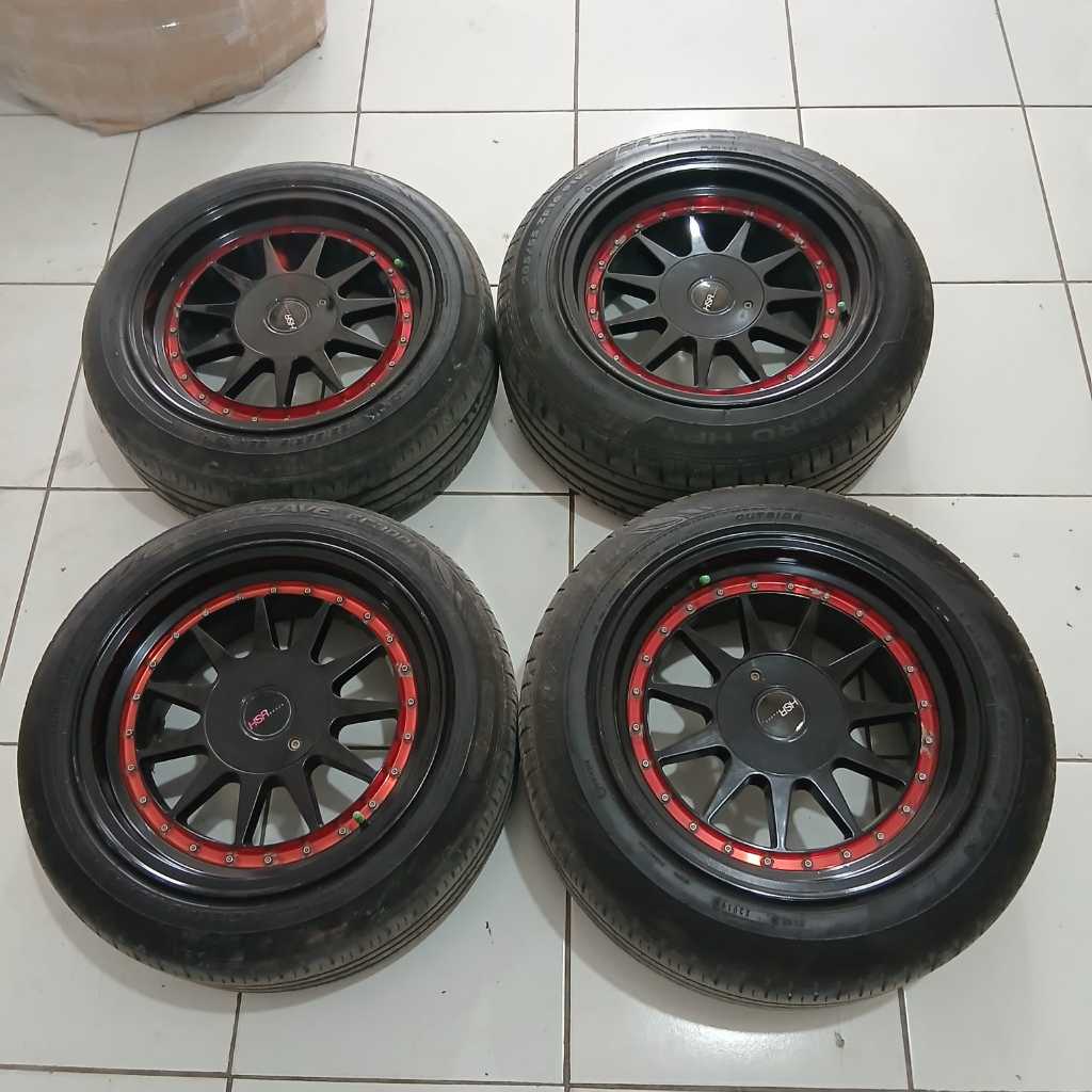 VELG MOBIL RACING HSR IKIMASU RING 16 LEBAR 7,5/8,5 PCD 4x100, 4x114 ET30/25 + BAN DUNLOP 185 55 R16