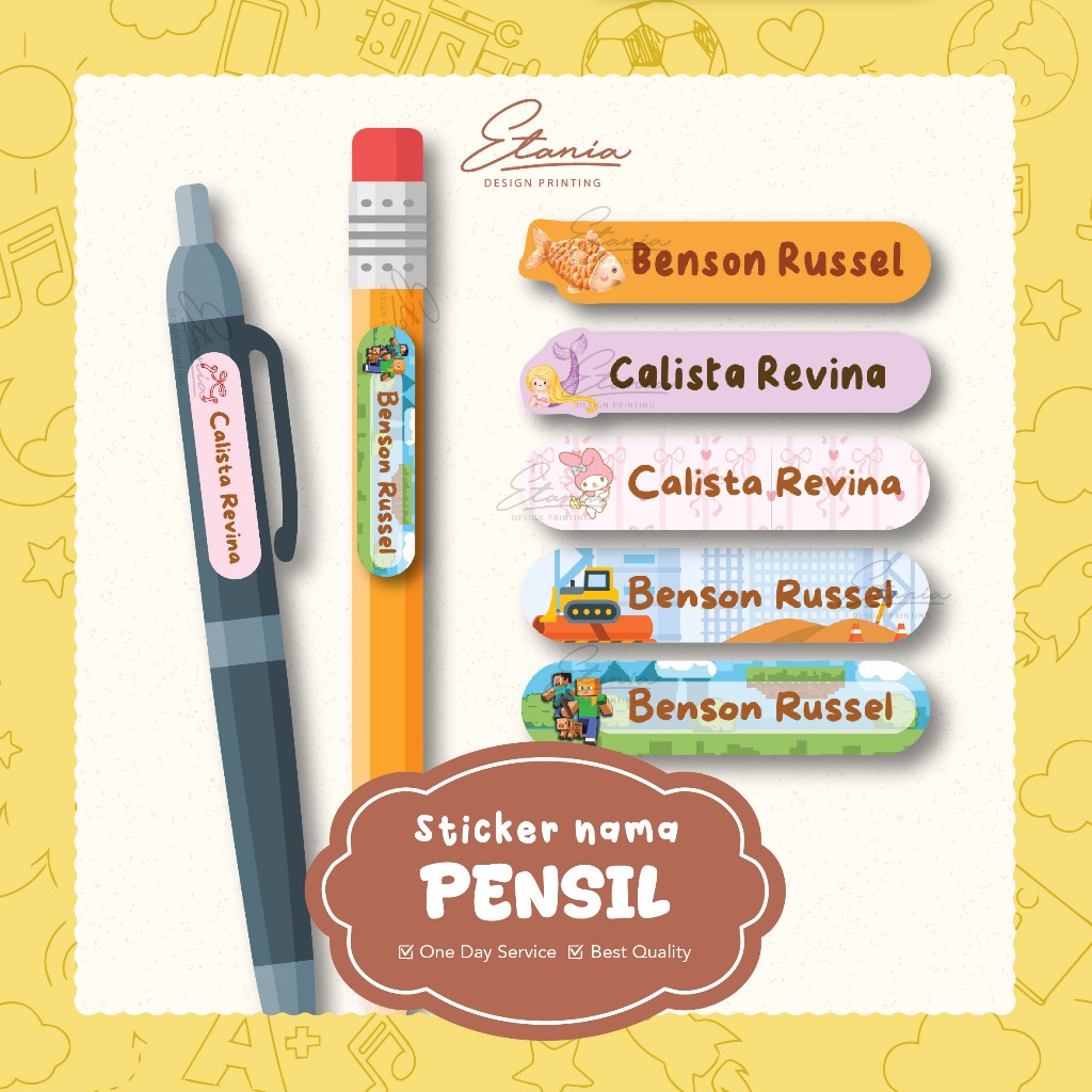 

Stiker Nama Anak Waterproof Pensil Pen Crayon Buku Label Nama ATK