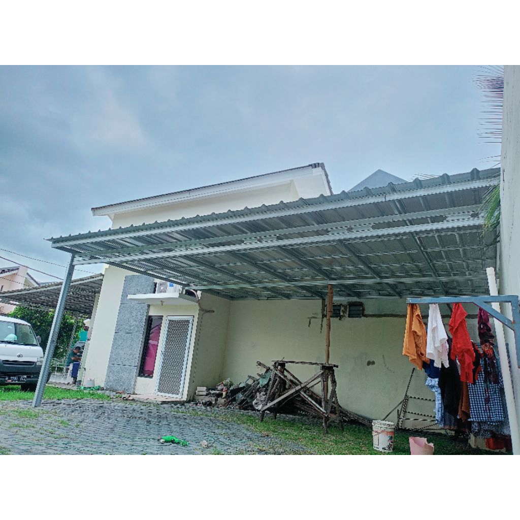 KANOPI BAJA RINGAN ATAP SPANDEK POLOS PUTIH
