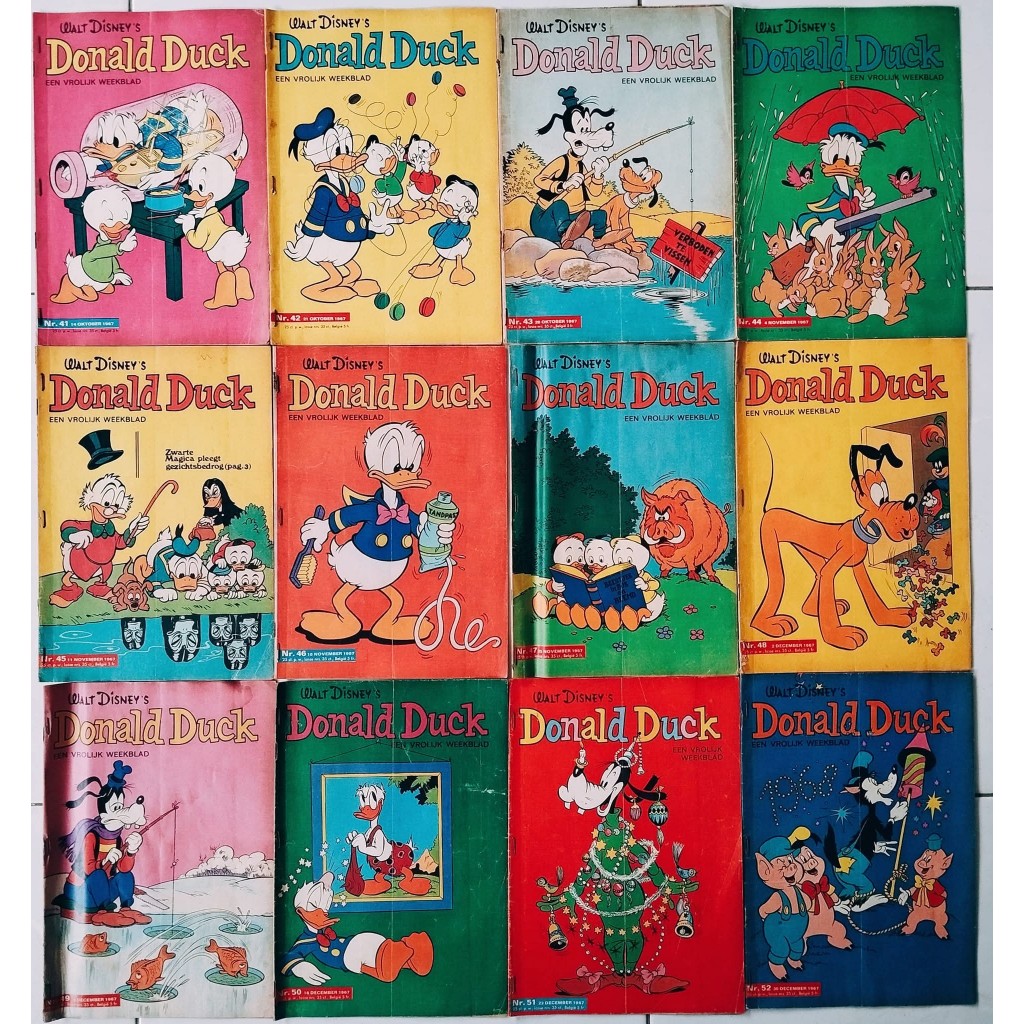 Jual Paket KOLEKSI Majalah Komik Donald Duck  Edisi Belanda 68 Nomor 1965-1968.