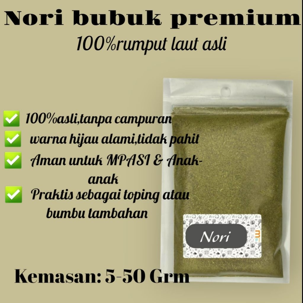 

Nori Bubuk/Rumput Laut Bubuk Organik Murni Asli Non MSG