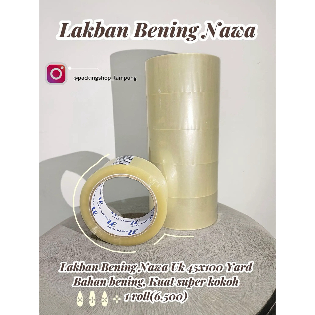 

Lakban Packing Ukuran 45x 100 Merk Nawa BENING LENGKET SEMPURNA (Bandar Lampung)