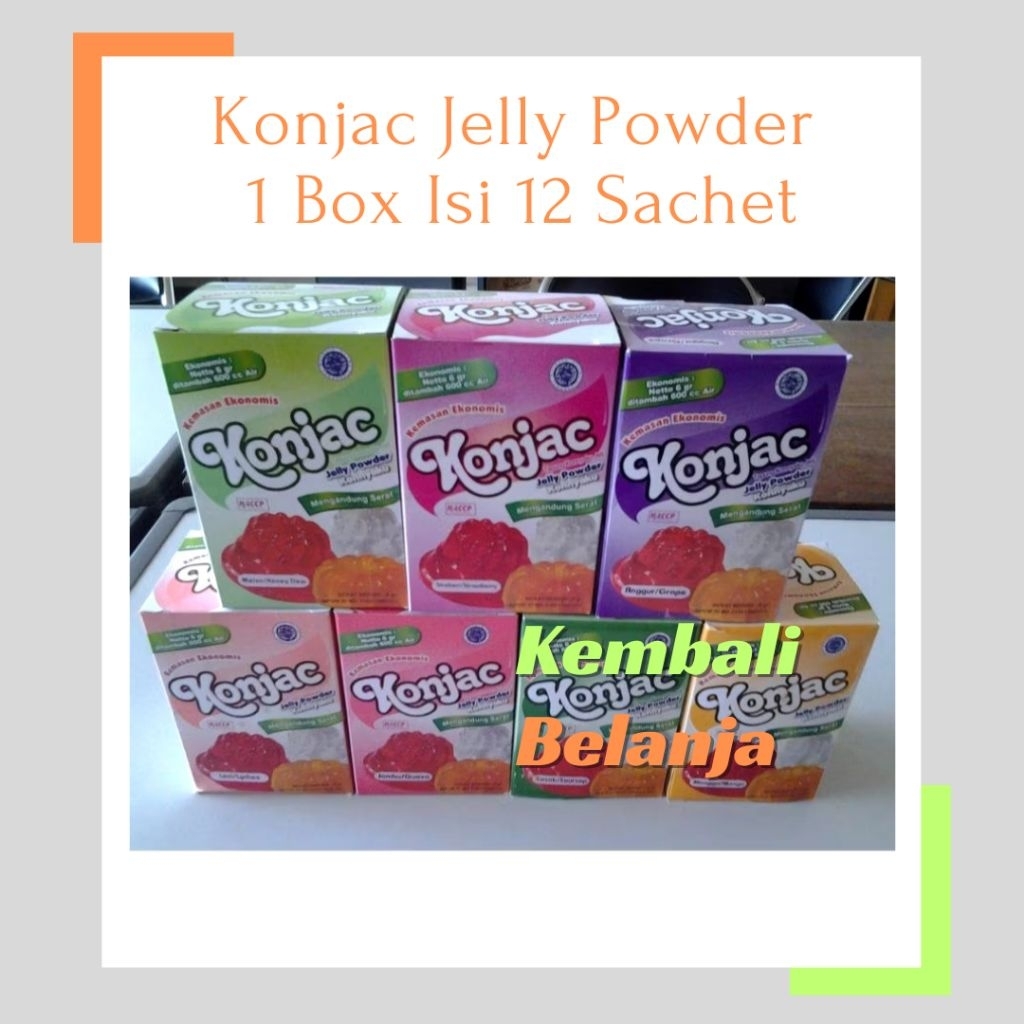 

1 Box Isi 12 Sachet Konjac Jelly Powder/ Konjac Jelly Eceran/ Jelly Konjac Rasa Buah/ Konjac Jelly Konnyaku/ Bubuk Jelly Praktis