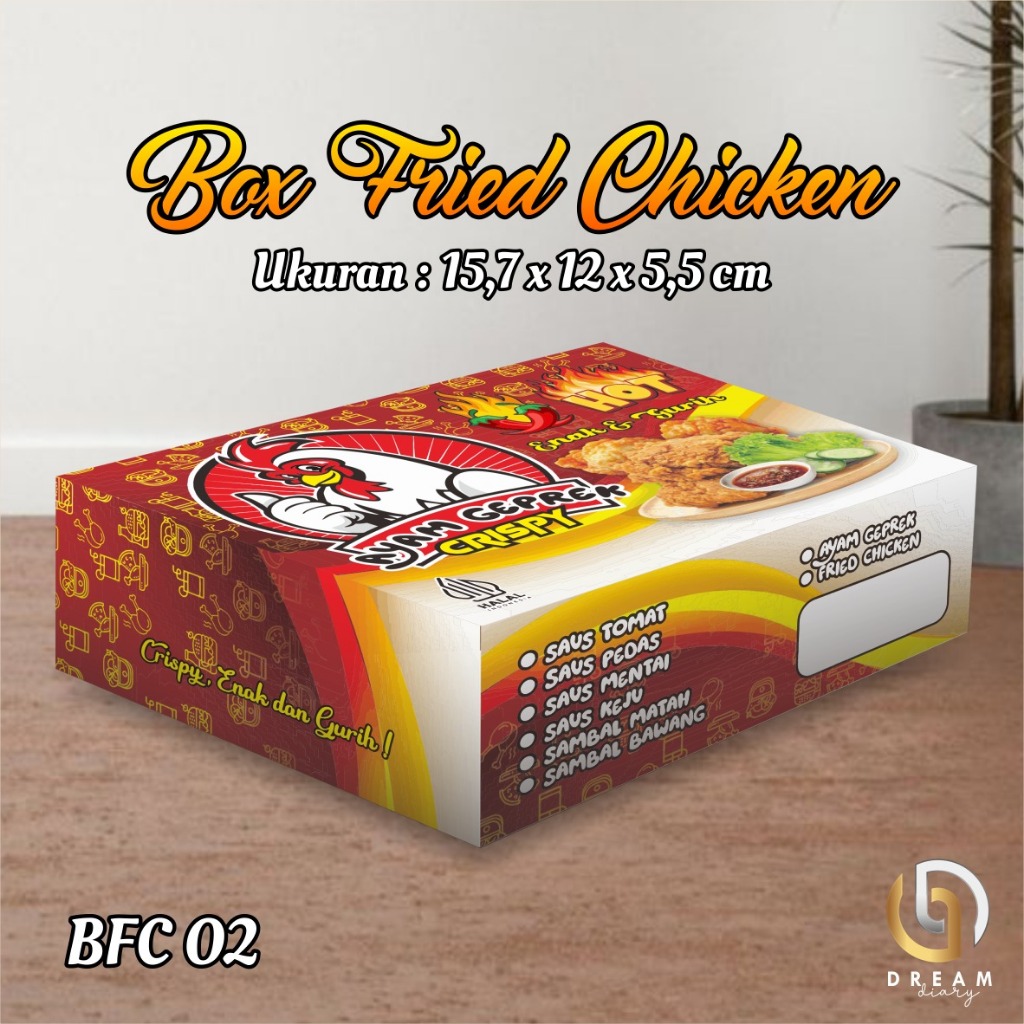 

[100PCS] BOX MAKANAN READY STOCK PREMIUM - BOX AYAM GEPREK BFC UKURAN 15,7 x 12 x 5,5CM