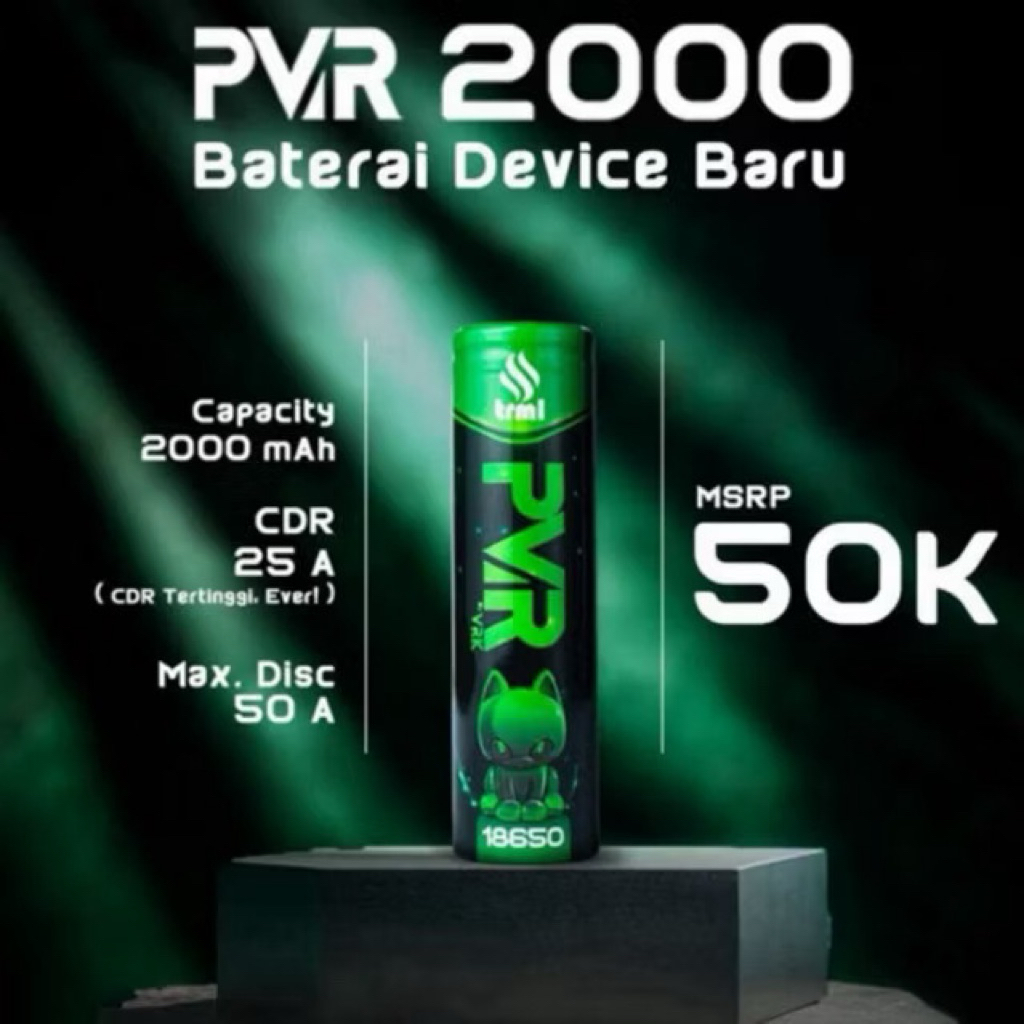 ORIGINAL Battery VRK PVR Baterai 2000 mAh max 50A 18650 PVR 2000