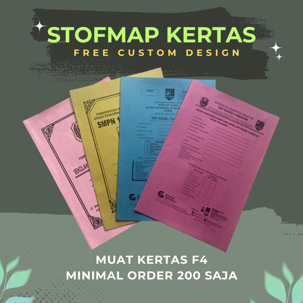 

Custom Map Kertas Manila Stofmap F4 Murah Untuk Formulir Pendaftaran Atau Identitas Lembaga