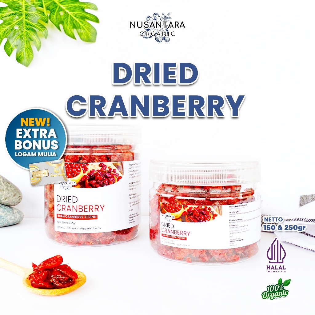 

Nusantara Organic Cranberry Kering Alami Dried Fruit Snack Buah Asli Organik Bebas Campuran