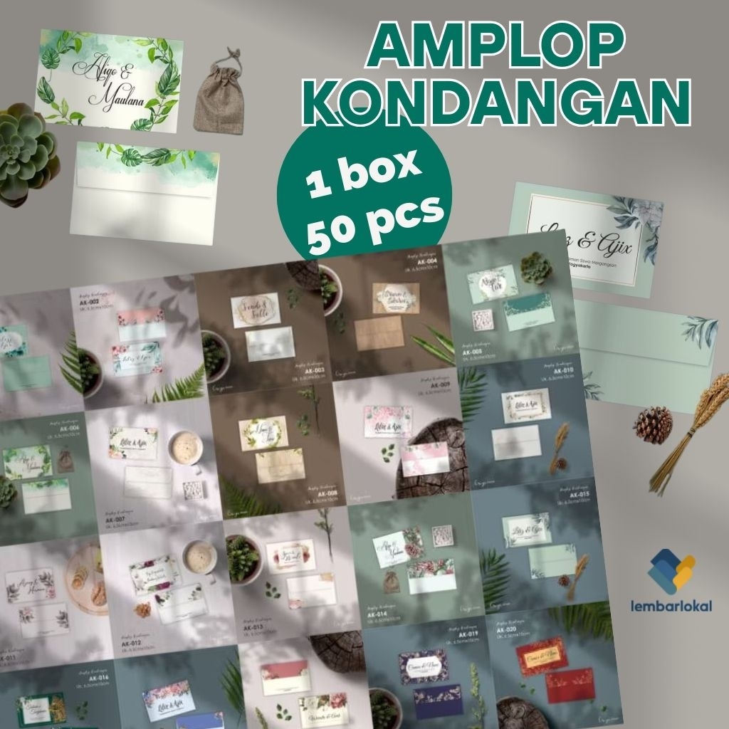 

Amplop Kondangan (50 Pcs) | Amplop Nyumbang Custom Nama | Amplop Wedding Desain Aeshtetic