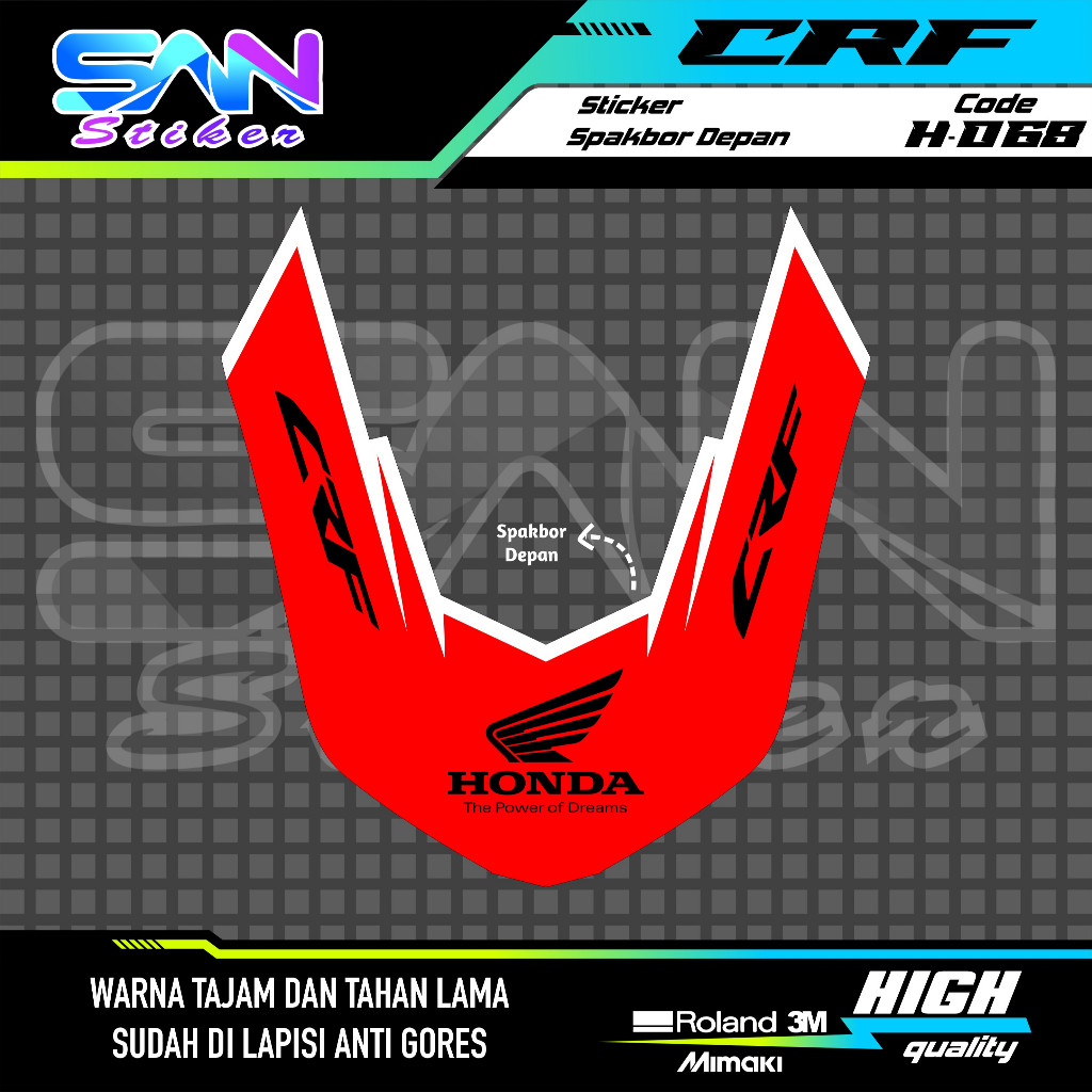 Stiker Spakbor Depan Honda CRF 150L Striping Sticker Selebor Motor CRF Variasi Warna