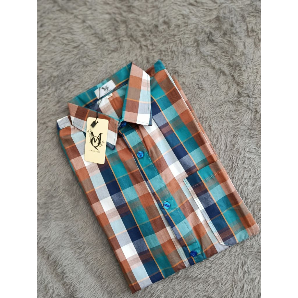 Kemeja Kotak-kotak Pria Dewasa Lengan Panjang