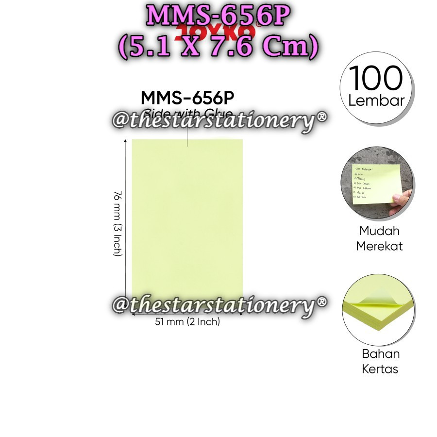 

(1 Set) GROSIR Memo Stick JOYKO MMS-656P / Sticky Note Joyko Soft Color MMS-656P 51 x 76 (1 Set)