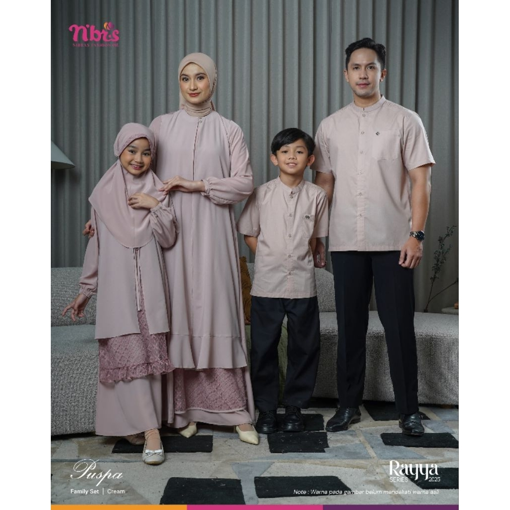 NIBRAS - PUSPA Baju Couple Keluarga / Gamis Anak Ibu Koko Ayah Seragam Lebaran 2025
