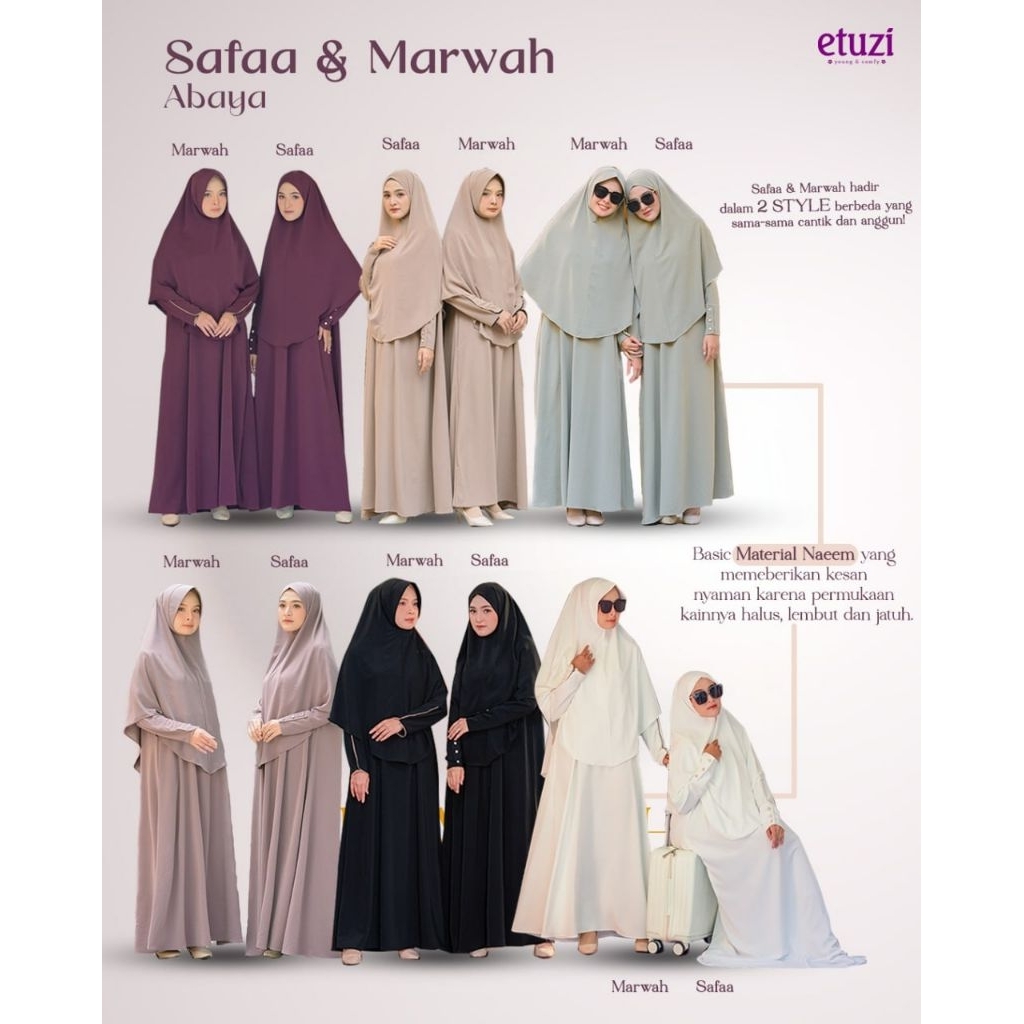 Safaa dan Marwah Abaya by Etuzi Gamis Basic Material Naeem Polos Jumbo Syar'i
