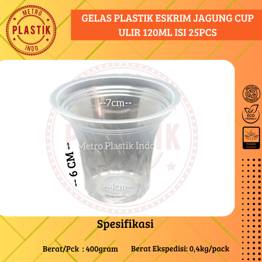 Gelas Plastik Eskrim Jagung Jasuke Cup Ulir 120ml @50pcs