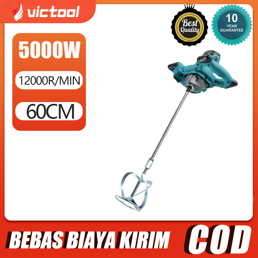 Victool 5000W 12000R/MIN pengaduk otomatis penuh, besi kokoh dan tahan lama, pengaduk cat