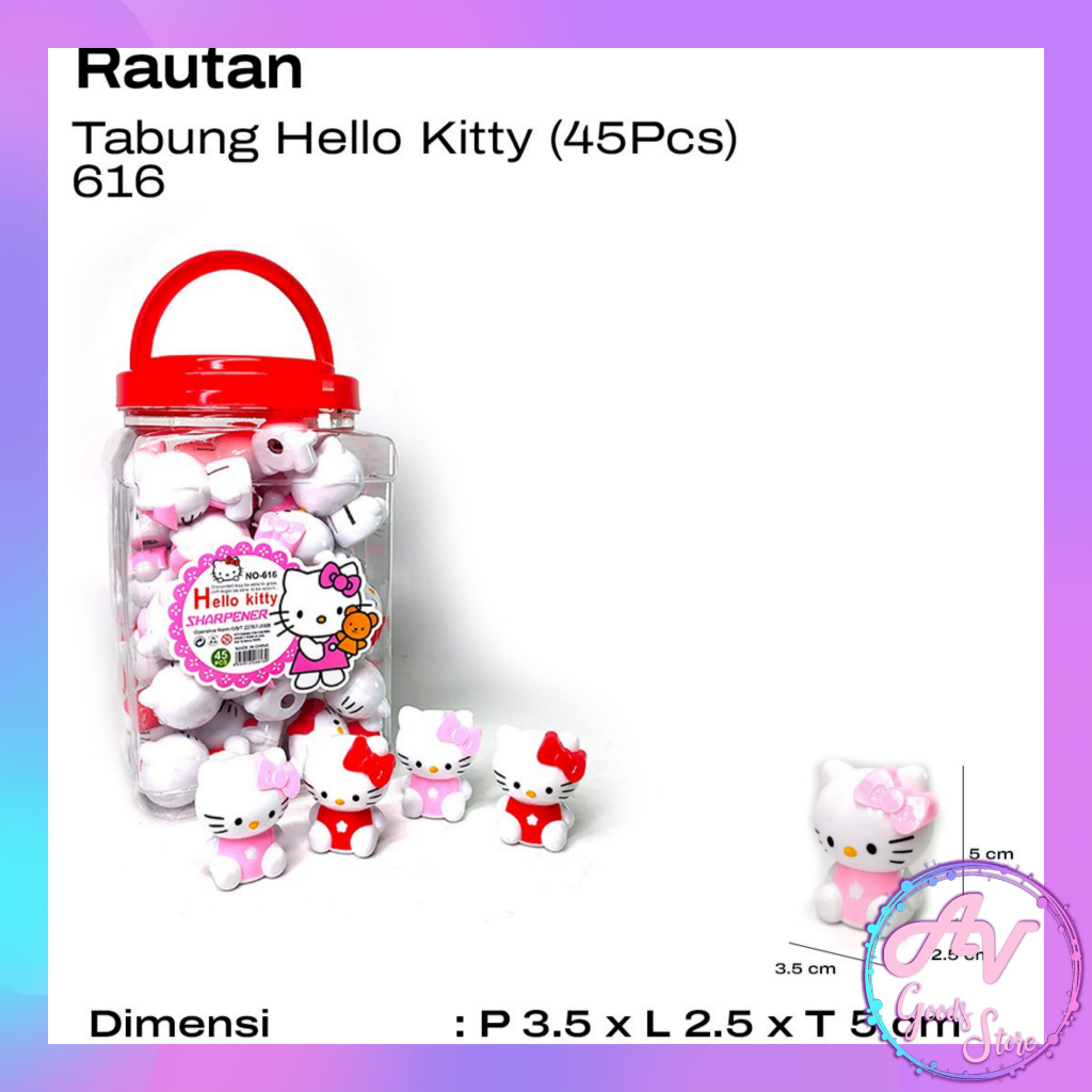 

1PCS RAUTAN TABUNG HELLO KITTY 616 / Serutan Pensil Karakter Fancy / Rautan HK
