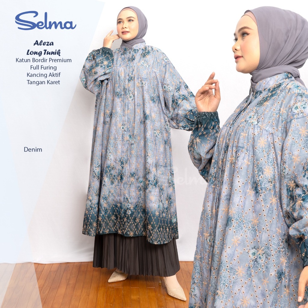 SELMA label/ Tunik Kondangan/ Tunik katun bolong/ aleza long tunik