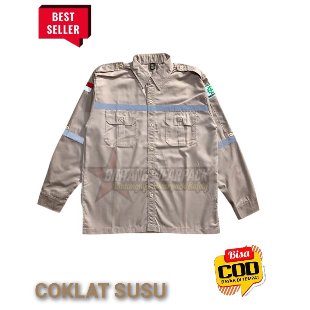 WEARPACK ATASAN/WEARPACK MODEL KANCING/KEMEJA SAFETY MODEL KANCING/WEARPACK KERJA PROYEK/BAJU KANTOR