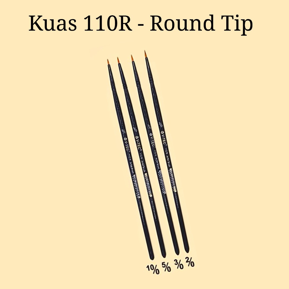 

V-TEC Artist Brush Kuas Lukis Type 110R Round Tip / Pointed Tip untuk detailing / kuas detail