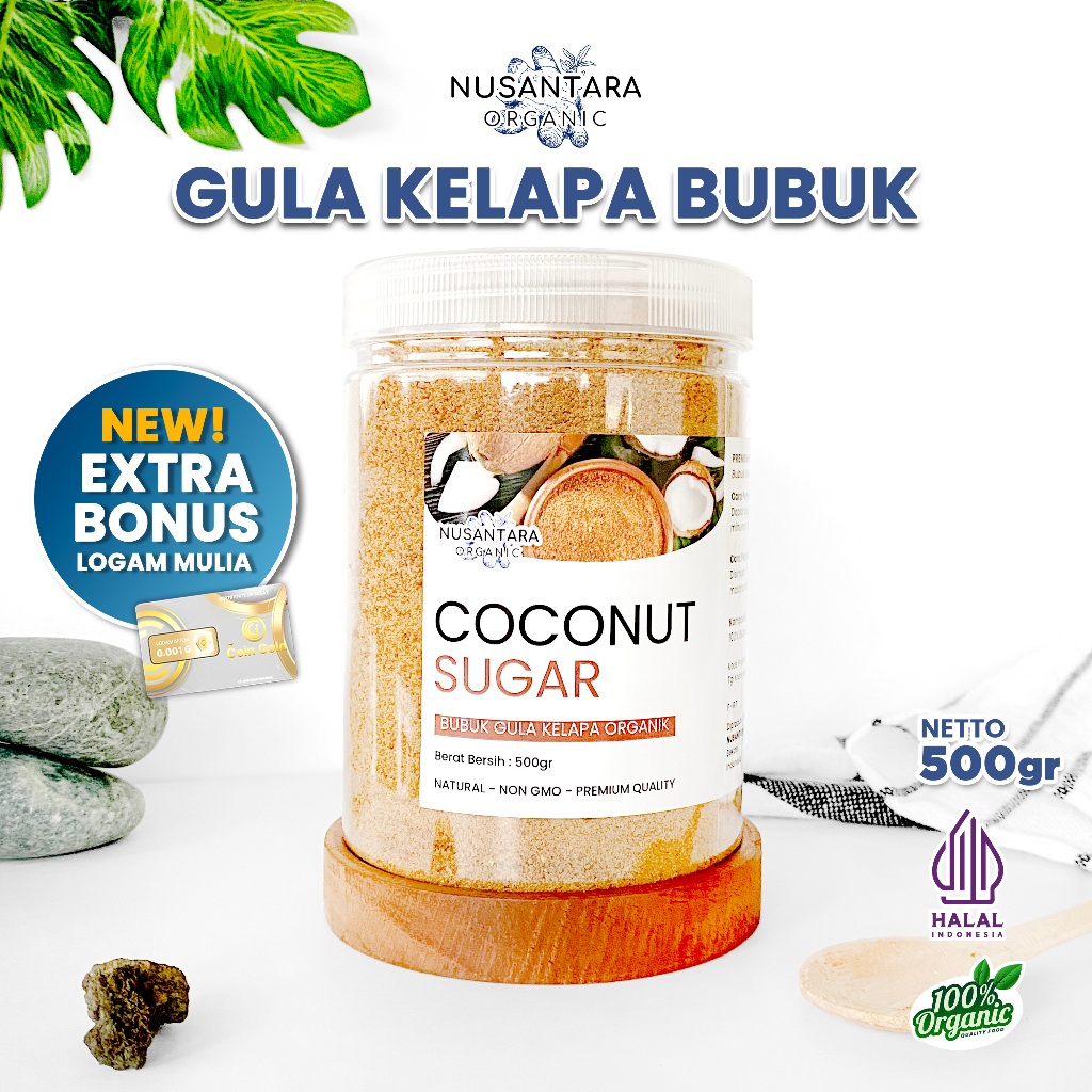 

Nusantara Organic Coconut Sugar Gula Semut Natural Sweetener Bubuk Kelapa Organik 500gr