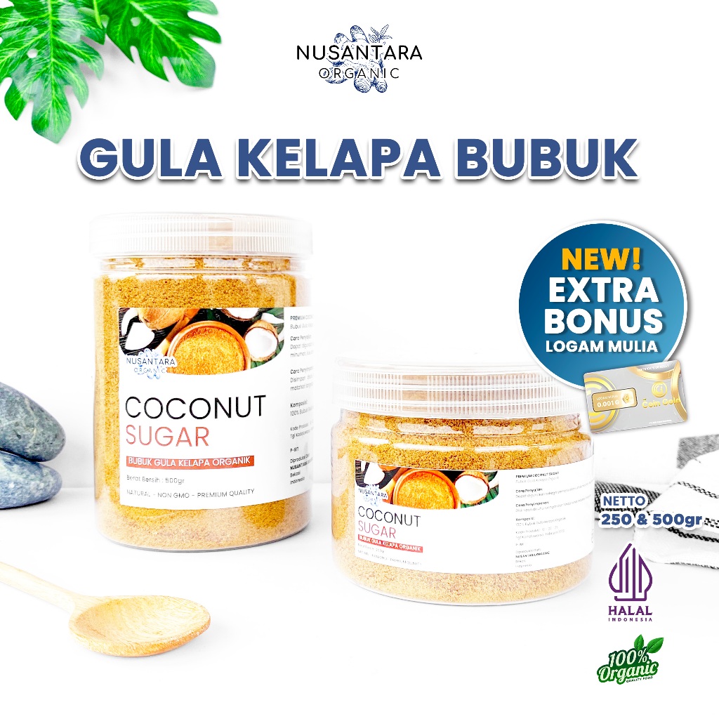 

Nusantara Organic Coconut Sugar Organic Gula Kelapa Bubuk Alami Natural Sweetener Lezat