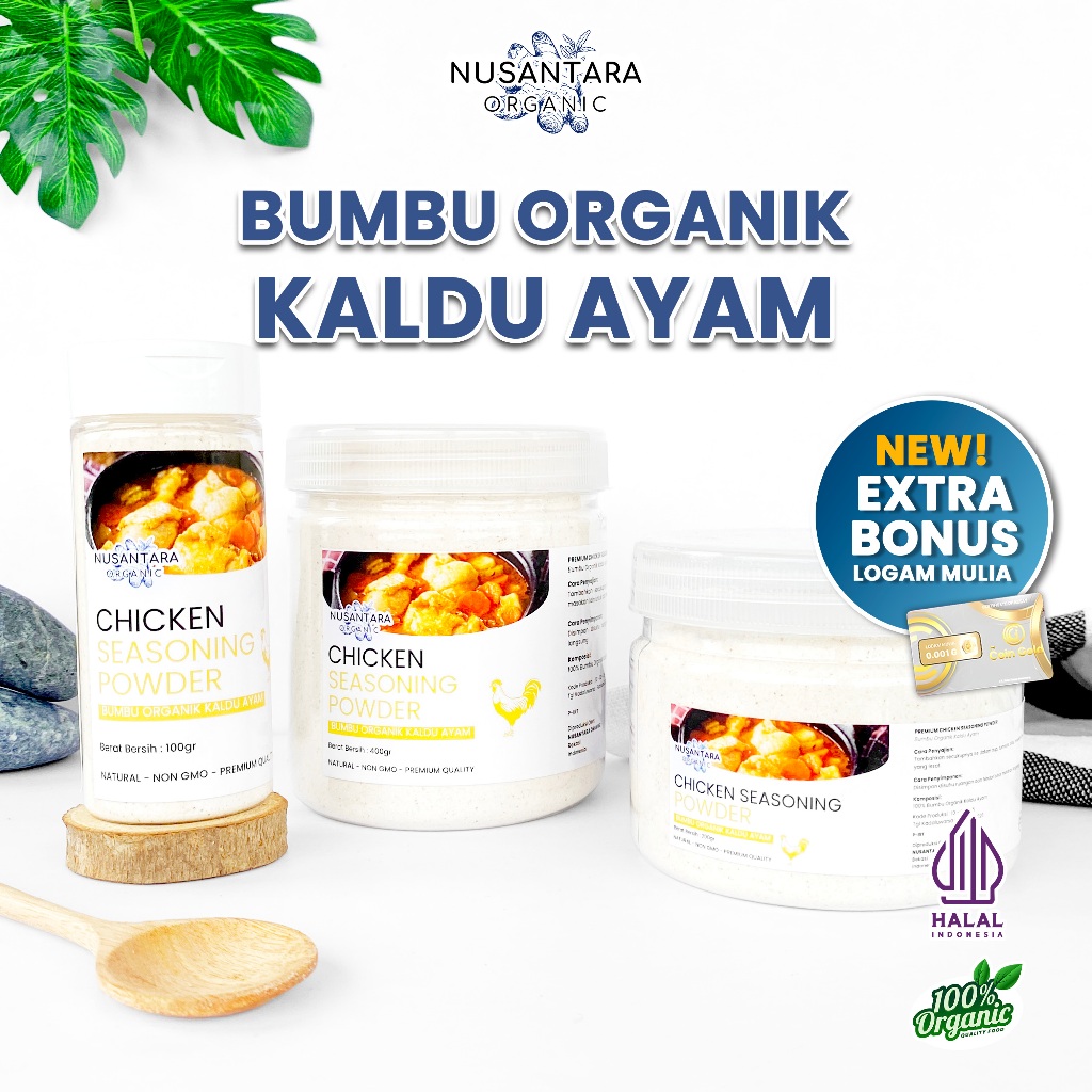 

Nusantara Organic Kaldu Ayam Bubuk Chicken Stock Powder Seasoning Non MSG Murni Bumbu Spice Seasoning