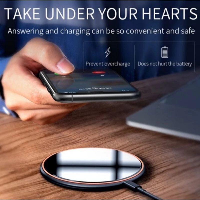 15 Watt Fast wireless charger pad basike Kivee original charging Universal type C Glossy Kulit