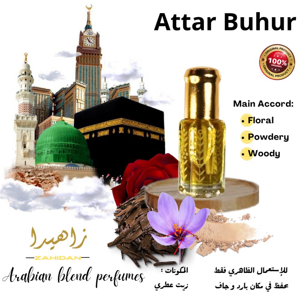 Attar Buhur Murni Tanpa Alkohol Parfum Sholat Khas Makkah Madinah Aroma Saudi Arabia