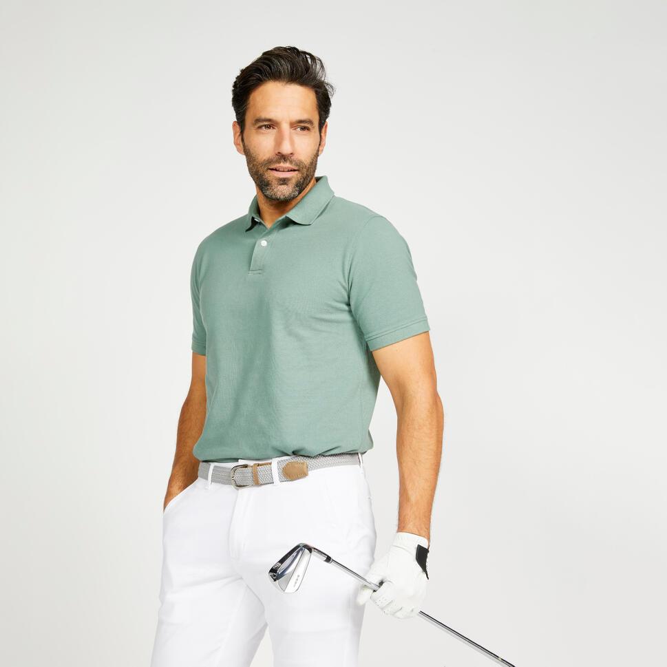 Decathlon INESIS Kaos Polo Golf Lengan Pendek Pria MW500 Hijau - 8732673