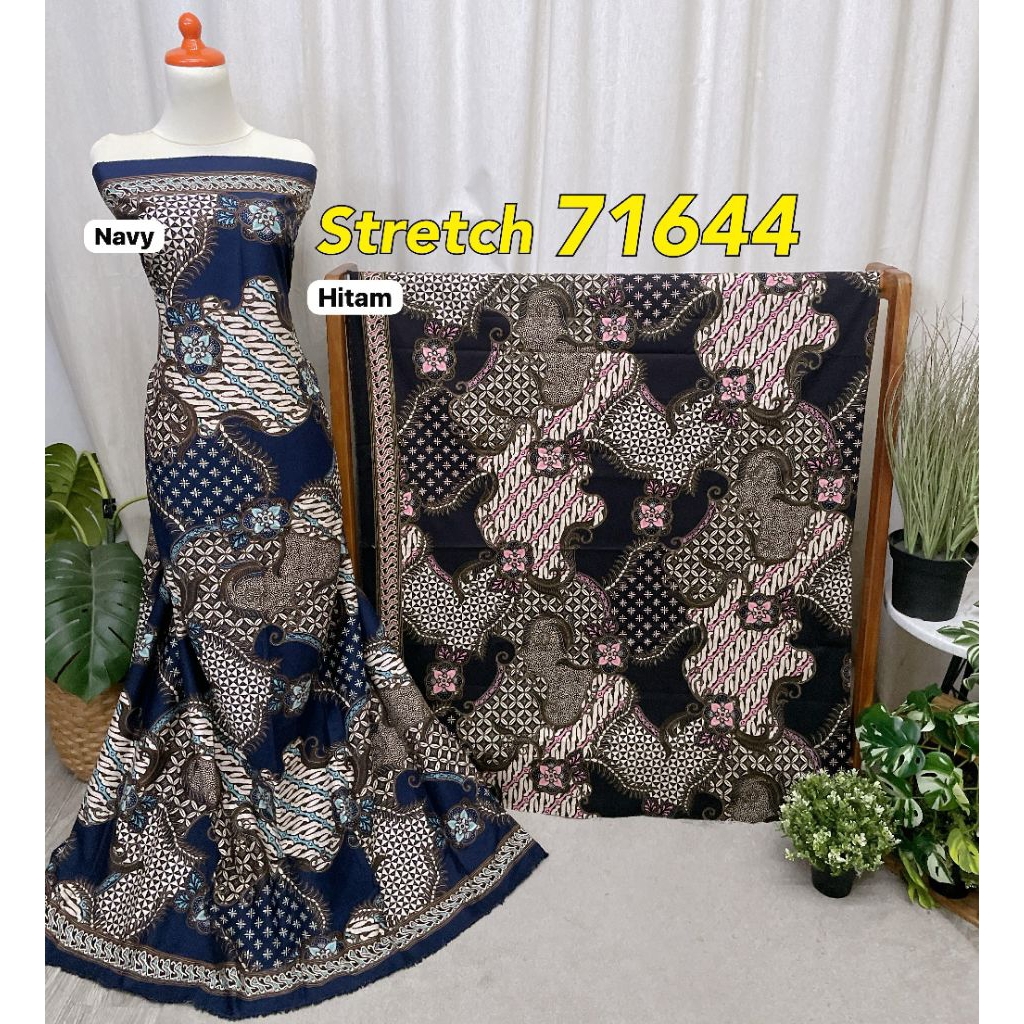 Kain Katun Stretch Premium Motif Batik 71644 (Per 0,5M) Katun Stretch Batik Kemeja