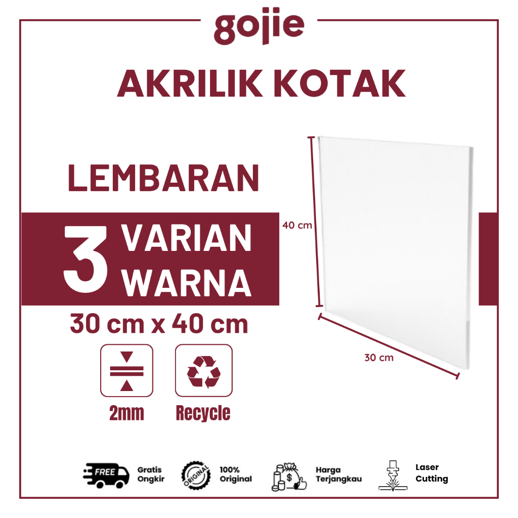 

AKRILIK LEMBARAN UKURAN 30 cm x 40 cm / AKRILIK LEMBARAN BENING TEBAL 2MM