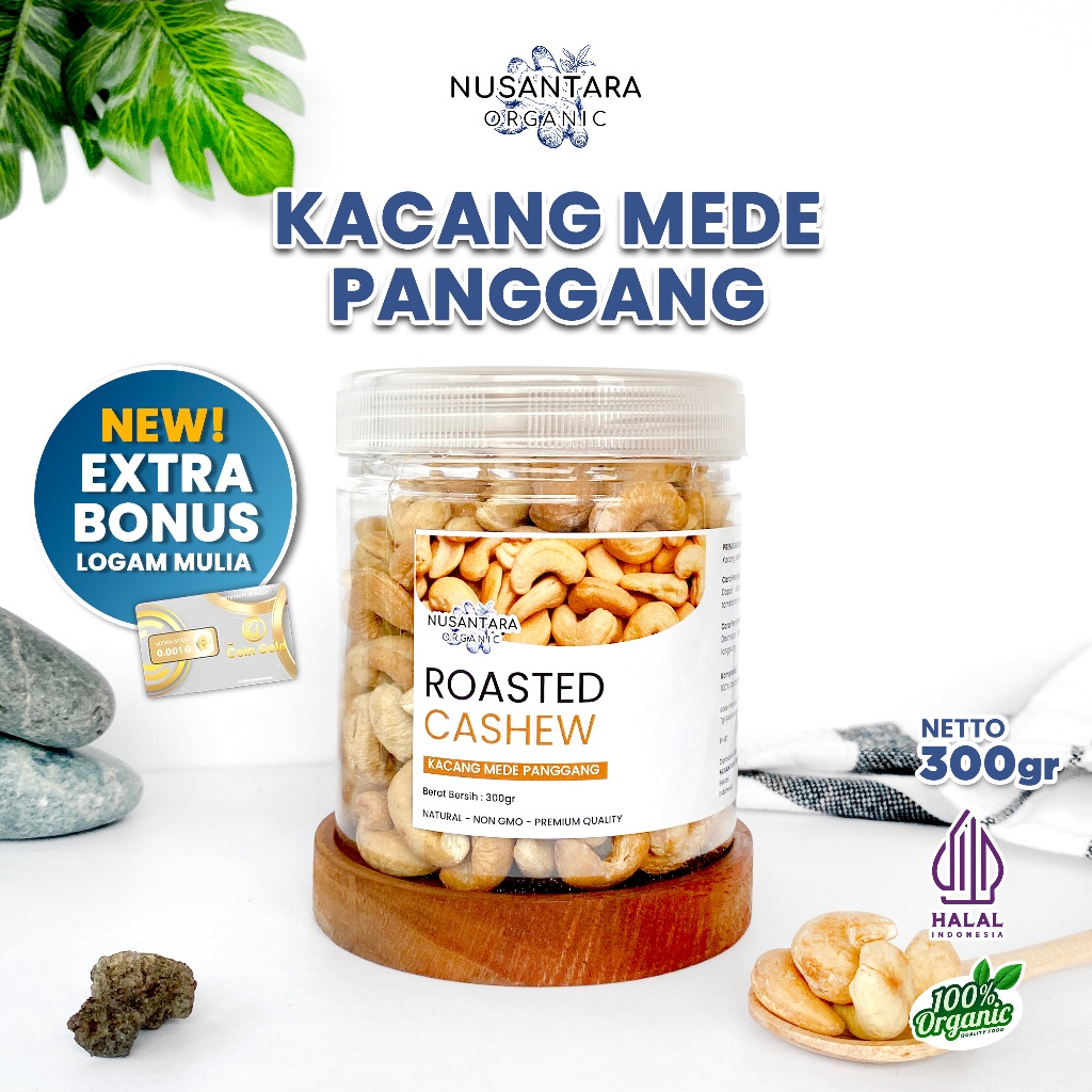 

Nusantara Organic Kacang Mede Oven Tanpa Minyak Cashew Mete Panggang Snack Lezat Alami 300gr
