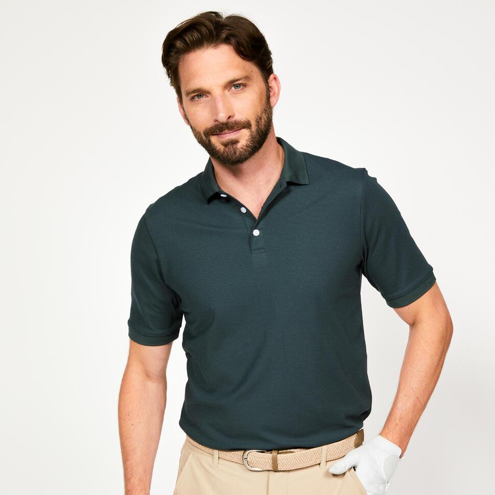 Decathlon INESIS Kaos Polo Golf Lengan Pendek Pria WW500 Hijau - 8785636