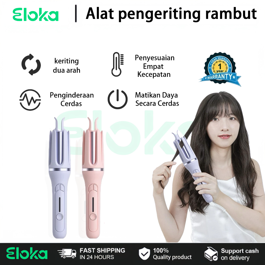 Eloka INSSMART Catokan Rambut Curly Catokan Curly Otomatis 32MM Ceramics Curly Rambut Catok Curly Al