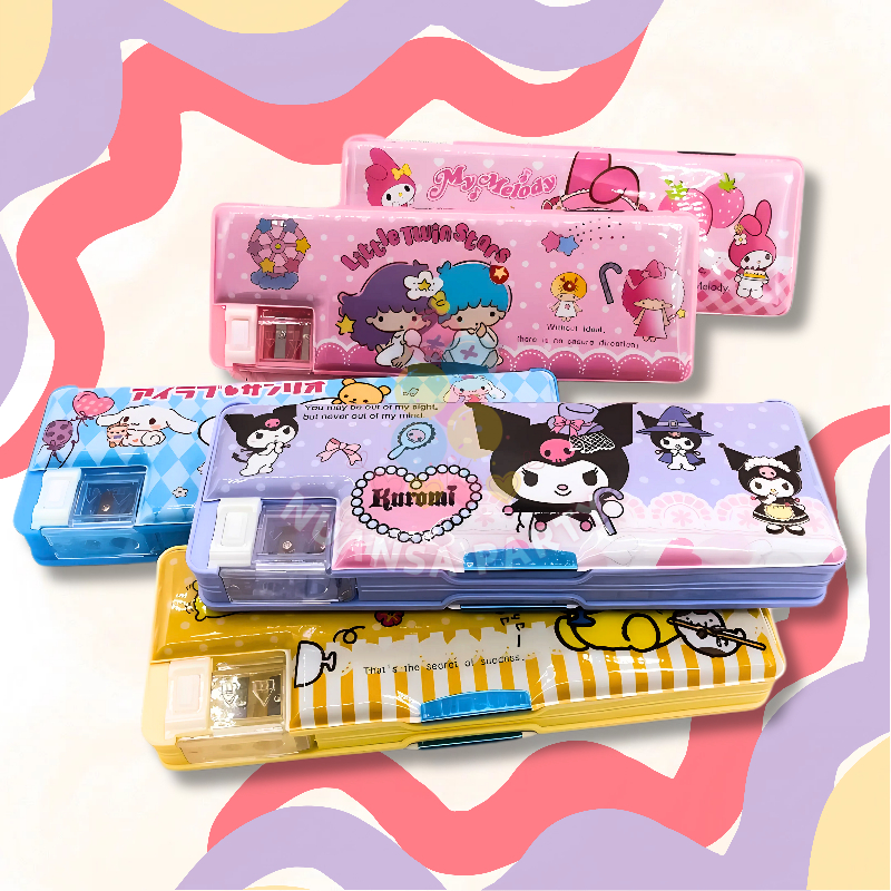 

NP • Kotak Tempat Pensil Magnet 2 Sekat Ada Serutan Motif Sanrio Alat Tulis Sekolah