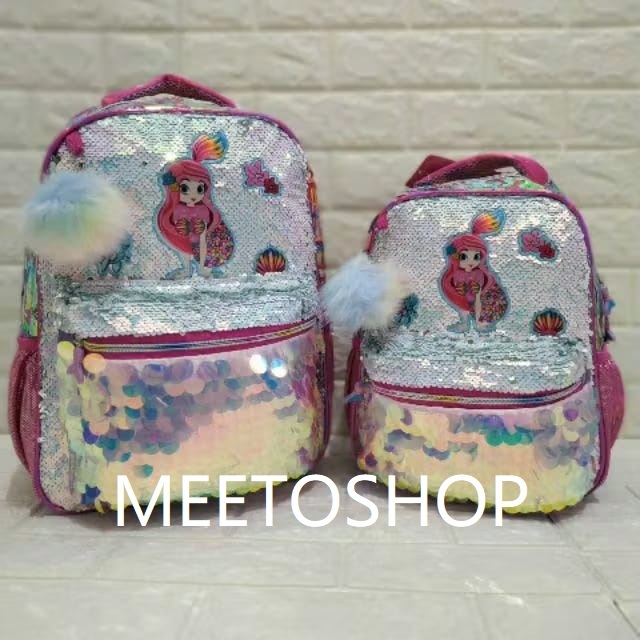 Tas Sequin Tas Hologram Sequin LOL Ransel Sekolah Justice Unicorn Import