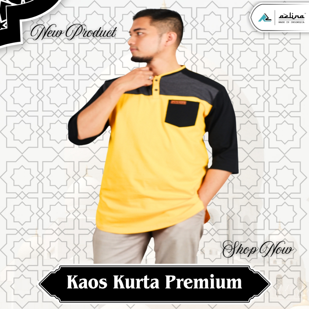 AZLINA -Kaos Kurta Pakistan Pria Kombinasi 3 Warna Lengan 3/4