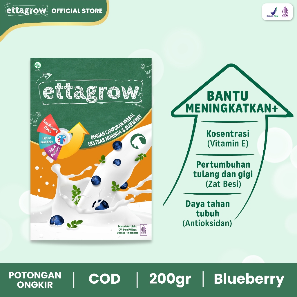 

ETTAGROW | Susu Kambing Herbal Penuh Vitamin & Antioksidan Anak Agar Tumbuh Sehat