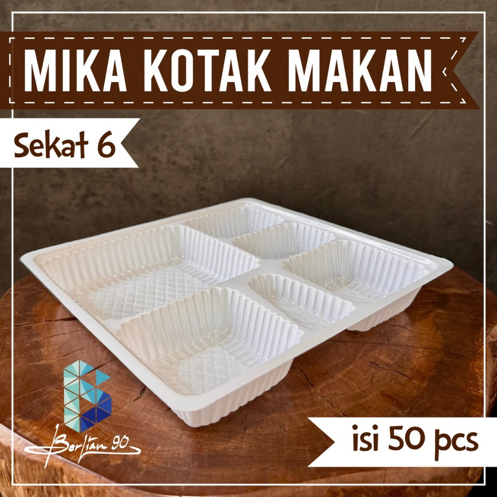 ( Isi 50 ) Mika Sekat 6 / Mika Nasi Sekat 6 / Mika Nasi Uk. 20