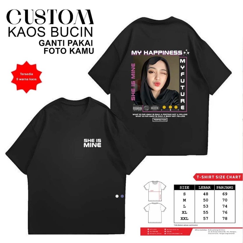 Kaos Custom Foto Aesthetic bucin viral / Kaos Sablon Satuan / Kaos Sablon Digital DTF Rajafashion88