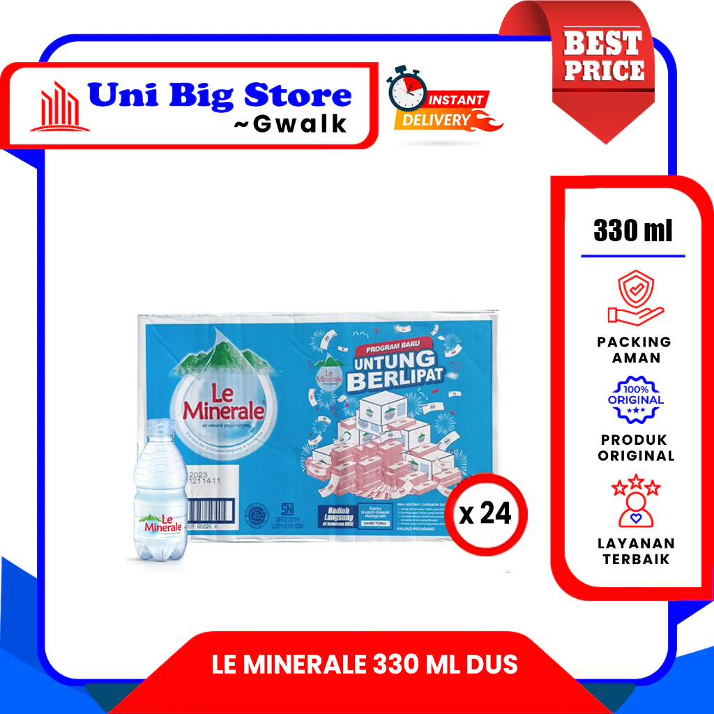 

LE MINERALE AIR MINERAL BOTOL DUS - (330 ml x 24 pcs)