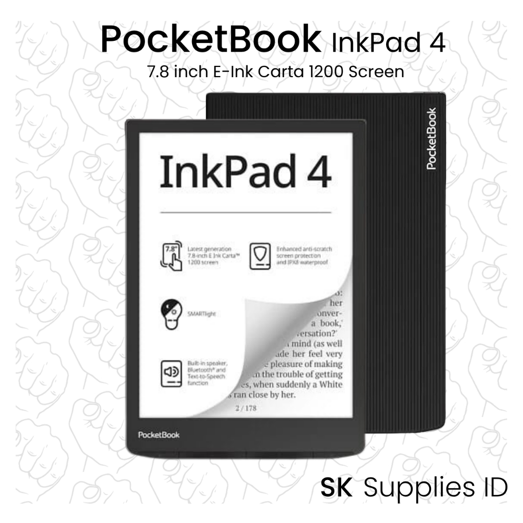 PocketBook InkPad 4 E-reader 7.8 inch I E-ink Carta 1200 screen I PocketBook Ereader Tablet