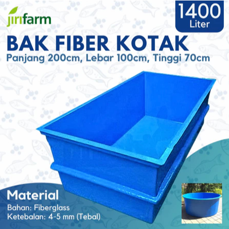 Bak Kolam Ikan Persegi 200 X 100 X 70 CM Fiber Tebal Berkualitas