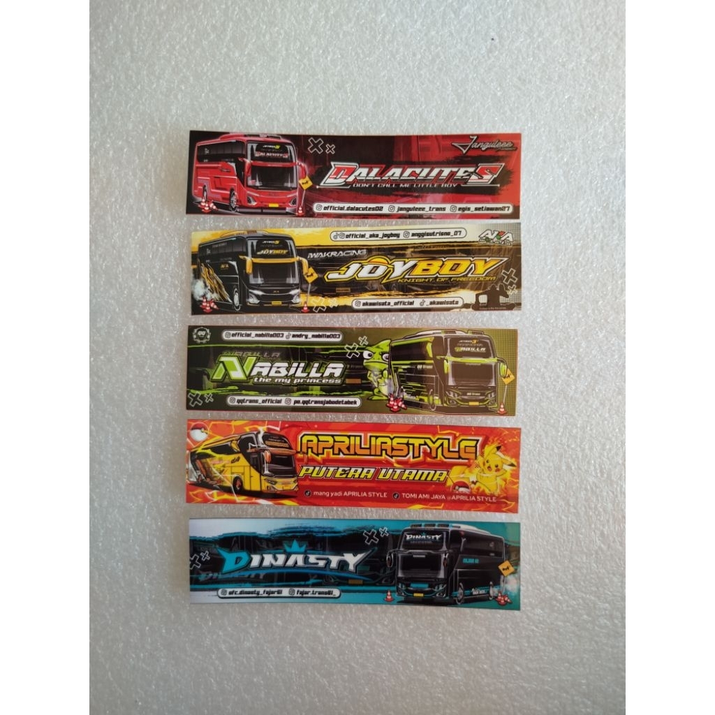

5 STIKER bus artis DALACUTES JOYBOY NABILA APRILIASTYLE DYNASTI