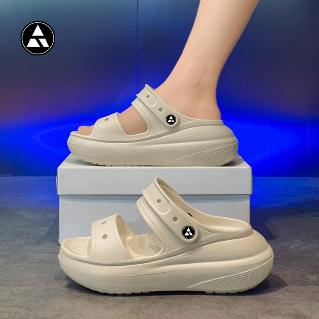 Sandal Crocs Wanita Sepatu Wanita Dewasa Wedges Anti Slip Sendal Baim Fuji Karet Size 35-40 Sendal T