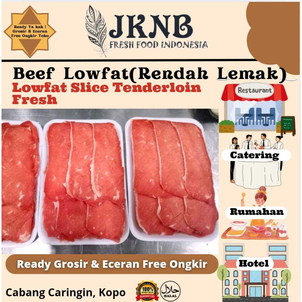 

Daging Sapi Slice Low fat Tenderloin I Lokal Fresh Sukiyaki Yakiniku I JKNB Fresh Food